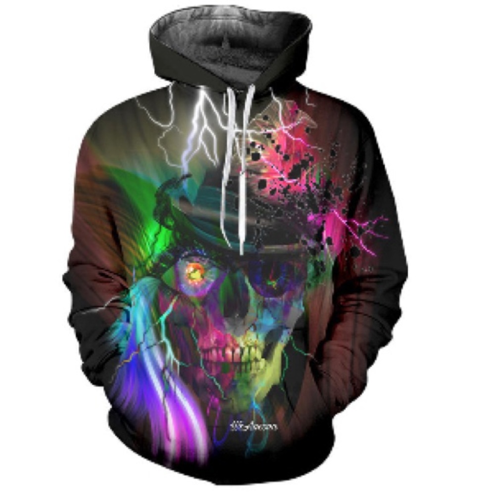 3D set sweatshirt  and pants Unisex futuristic Skeleton face colorful size  L